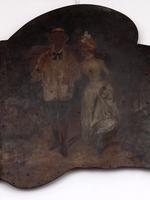 Extrait d'un panneau peint présent dans la salle des grandes peintures.