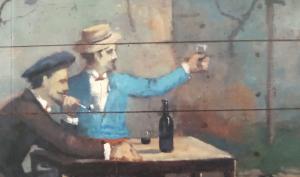 Peinture de l'enseigne de l'auberge du cheval blanc