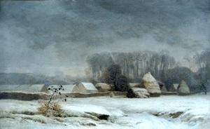 Eugène Lavieille, Barbizon sous la neige.