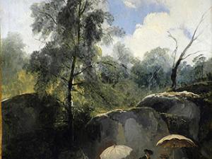 Jules Coignet (1798-1860), Les Peintres sur le motif dans la forêt de Fontainebleau.
