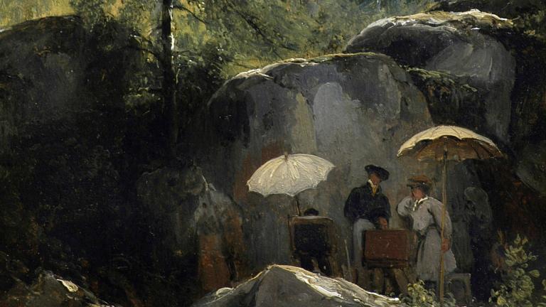 Détail du tableau Les Peintres sur le motif dans la forêt de Fontainebleau.